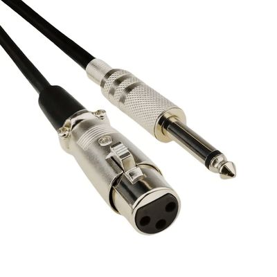 Cabo para Microfone P10 Mono Xlr Fêmea 3 polo 1 Metro Preto