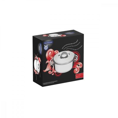 Caçarola Tramontina Solar Rasa em Aço Inox Fundo Triplo com Tampa e Alças 20 cm 2,9 L