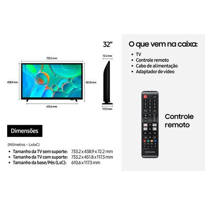 Smart TV 32 Polegadas Samsung H5000F 2025 HD Tizen Som em Movimento Preto / Bivolt