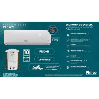 Ar Condicionado Split Philco Hi Wall Inverter 9.000 Btus/h Frio PAC9FC 220V