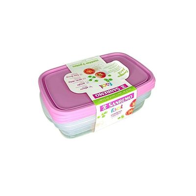 Conjunto 3 Potes Plástico Rosa Sanremo 1,8L