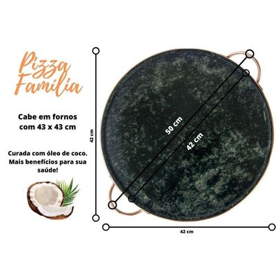 Forma De Pedra Sabão Para Pizza 42 Cm Alças De Cobre Curada