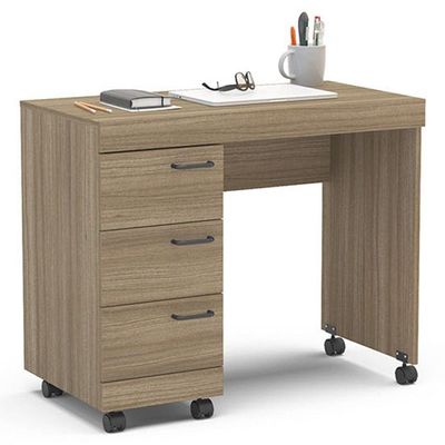 Mesa P/ Computador Notebook 3 Gavetas 90Cm Osaka Castanho
