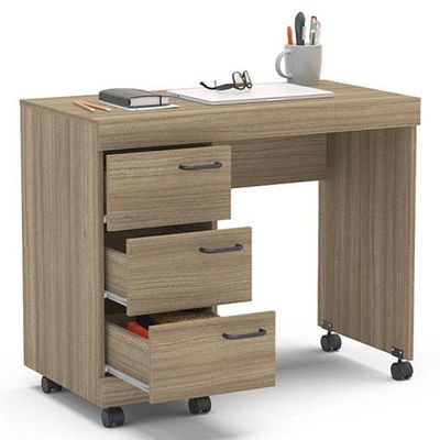 Mesa P/ Computador Notebook 3 Gavetas 90Cm Osaka Castanho