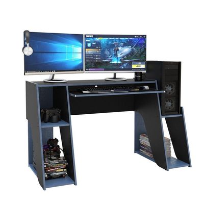 Mesa Para Computador Notebook Gamer Kyoto Preto/Azul