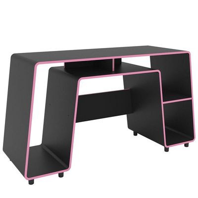 Mesa Para Computador Notebook Desk Game London Preto/Rosa