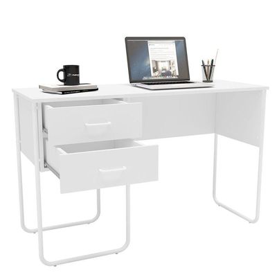 Mesa Para Computador Notebook 120Cm 2 Gavetas Foster Branco