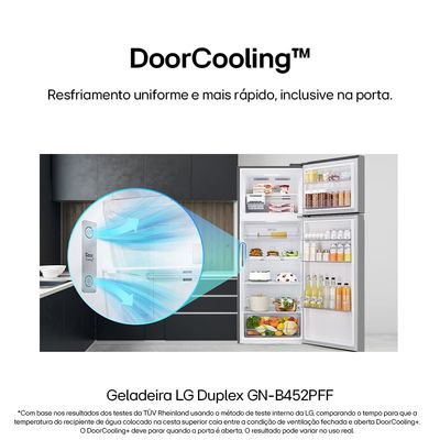 Geladeira LG Frost Free GN-B452PFF Duplex com Tecnologia Smart Inverter, Linear Cooling e DoorCooling Inox Look - 461 litros Inox / 110