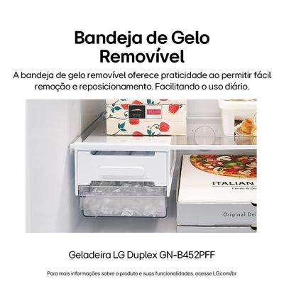 Geladeira LG Frost Free GN-B452PFF Duplex com Tecnologia Smart Inverter, Linear Cooling e DoorCooling Inox Look - 461 litros Inox / 110