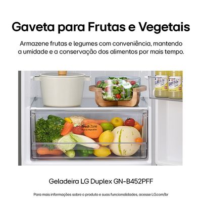 Geladeira LG Frost Free GN-B452PFF Duplex com Tecnologia Smart Inverter, Linear Cooling e DoorCooling Inox Look - 461 litros Inox / 110