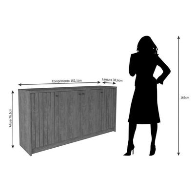Buffet de Sala Jantar Lia c/ 4 Portas Cinamomo - Cimol