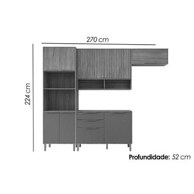 Cozinha Completa MGM 5 Peças Celeste C5P174 Cinamomo/Platina