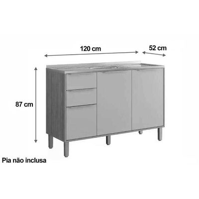 Cozinha Completa MGM 4 Peças Áurea C4P187 Cinamomo/Off