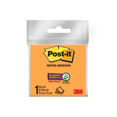 Bloco Adesivo Post It 3M Laranja 76x76mm 45 Folhas UNICA