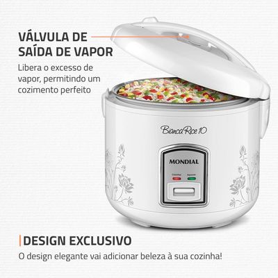 Panela Elétrica de Arroz Mondial Bianca Rice PE-10 10 Xícaras - Branca Branco / 110