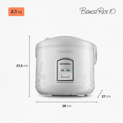 Panela Elétrica de Arroz Mondial Bianca Rice PE-10 10 Xícaras - Branca Branco / 110