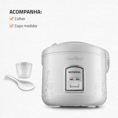 Panela Elétrica de Arroz Mondial Bianca Rice PE-10 10 Xícaras - Branca Branco / 220