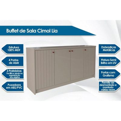 Buffet de Sala Jantar Lia c/ 4 Portas Cinamomo - Cimol