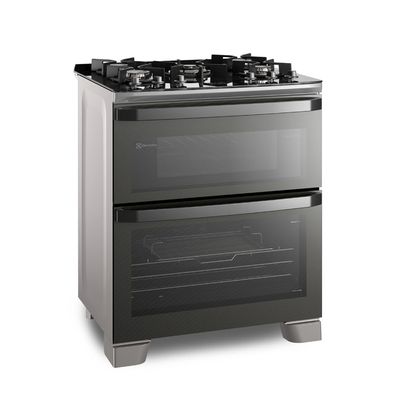 Fogão 5 bocas Electrolux Cinza Expert Função Air Fryer, 2 Fornos, Grill e Timer (FE5AD) 220V