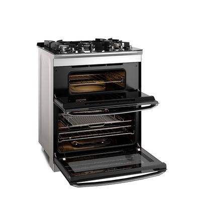 Fogão 5 bocas Electrolux Cinza Expert Função Air Fryer, 2 Fornos, Grill e Timer (FE5AD) 220V