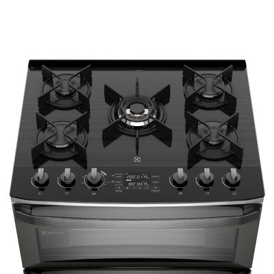 Fogão 5 bocas Electrolux Cinza Expert Função Air Fryer, 2 Fornos, Grill e Timer (FE5AD) 220V