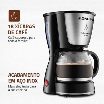 Cafeteira Elétrica Mondial Dolce Arome Inox C-30 18 Xícaras - Preta Preto / 110