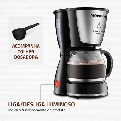 Cafeteira Elétrica Mondial Dolce Arome Inox C-30 18 Xícaras - Preta Preto / 110