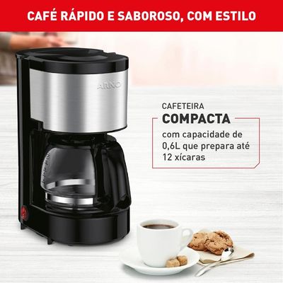 Cafeteira Elétrica Arno Perfectta Inox CFPI 12 Xícaras - Preta Inox,Preto / 110