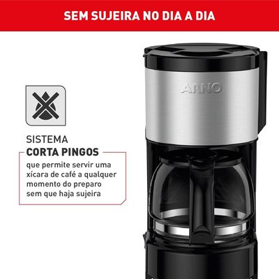 Cafeteira Elétrica Arno Perfectta Inox CFPI 12 Xícaras - Preta Inox,Preto / 110