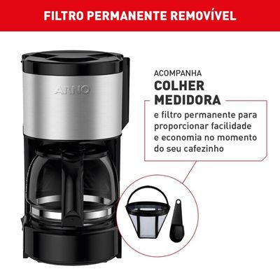 Cafeteira Elétrica Arno Perfectta Inox CFPI 12 Xícaras - Preta Inox,Preto / 110