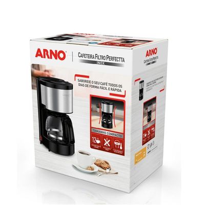 Cafeteira Elétrica Arno Perfectta Inox CFPI 12 Xícaras - Preta Inox,Preto / 110