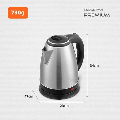 Chaleira Elétrica Mondial Pratic CE-06 com Capacidade de 2L - Inox Preto,Inox / 220