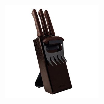 Kit Para Churrasco Black Lâminas Aço Inox Escurecido Cabos De Madeira 05 Peças - Tramontina 22999045