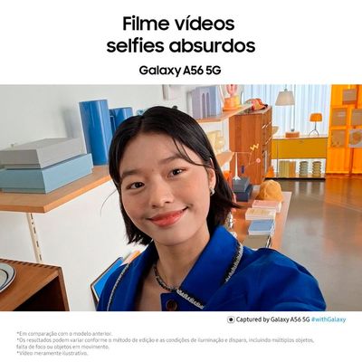 Smartphone Samsung Galaxy A56 5G Verde 128GB 8GB RAM, Câmera Tripla até 50MP, Tela Super AMOLED 6.7", IP67, NFC, Vídeo HDR e Recursos AI