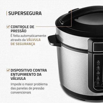 Panela Elétrica de Pressão Mondial Digital Master Cooker PE-38 5L - Preta Inox,Preto / 220