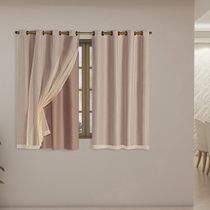 Cortina Blackout PVC com Tecido Voil 2,80 m x 1,80 m 100% Poliéster - Avelã