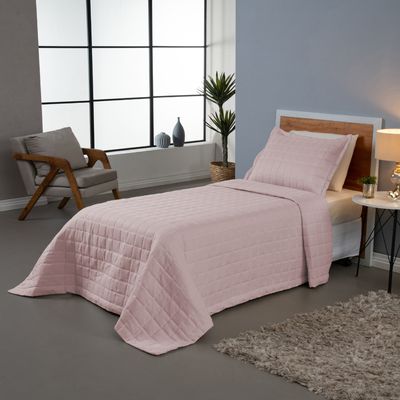 Kit Cobre Leito Matelado Dupla Face Soft 2 Peças Solteiro 100% Poliéster - Rosê