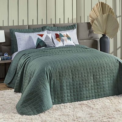 Kit Colcha Matelassê Percal 300 fios Basic King 07 Peças 100% Poliéster - Verde Mountains