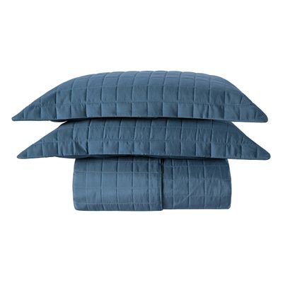 Kit Colcha Matelassê Percal 300 fios Basic King 07 Peças 100% Poliéster - Azul Butterfly