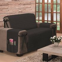 Protetor De Sofá Dupla Face Premium 2 Lugares - Preto/Cáqui