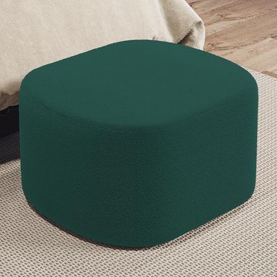 Kit 2 Puffs Decorativos Orgânico para Living Quarto 70cm Doha W01 Bouclê Verde - Lyam Decor