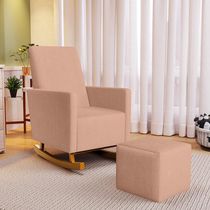 Poltrona de Amamentação com Balanço Ravena W01 Linho Rosê - Lyam Decor