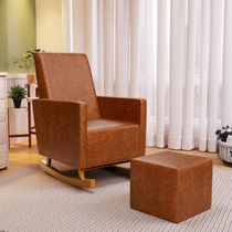 Poltrona de Amamentação com Balanço Ravena W01 Couríssimo Camel - Lyam Decor