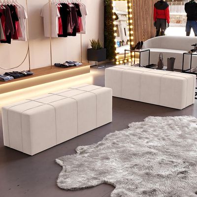 Puff Decorativo Living Sala de Estar 140 cm Roma W01 Suede Bege - Lyam