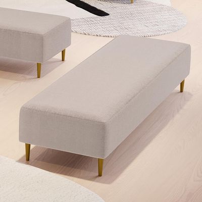 Puff Decorativo Sala de Estar Bali W01 Pés Palito 210x60cm Bouclê Creme - Lyam Decor