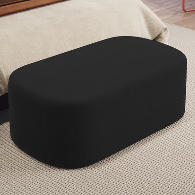 Puff Decorativo Orgânico Para Living Quarto 100cm Doha W01 Suede Preto - Lyam Decor