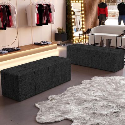 Puff Decorativo Living Sala de Estar 140 cm Roma W01 Linho Chumbo - Lyam