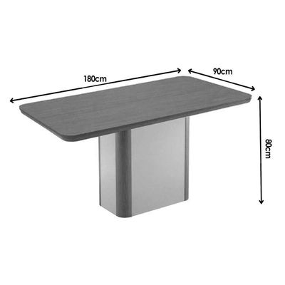 Sala Jantar Mesa Pietá Tampo Curvo 180cm+6 Cadeiras Havana Naturale/Off White - Linho Bege - Rufato