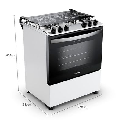 Fogão Brastemp 5 Bocas BFS5NDB com Queimadores Rápidos, Forno com Visão Panorâmica e Botões Removíveis, Bivolt  Branco