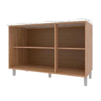 Balcão Triplo Bartira Amazonita com 3 Portas, 1 Prateleira e 120cm de largura - Damasco